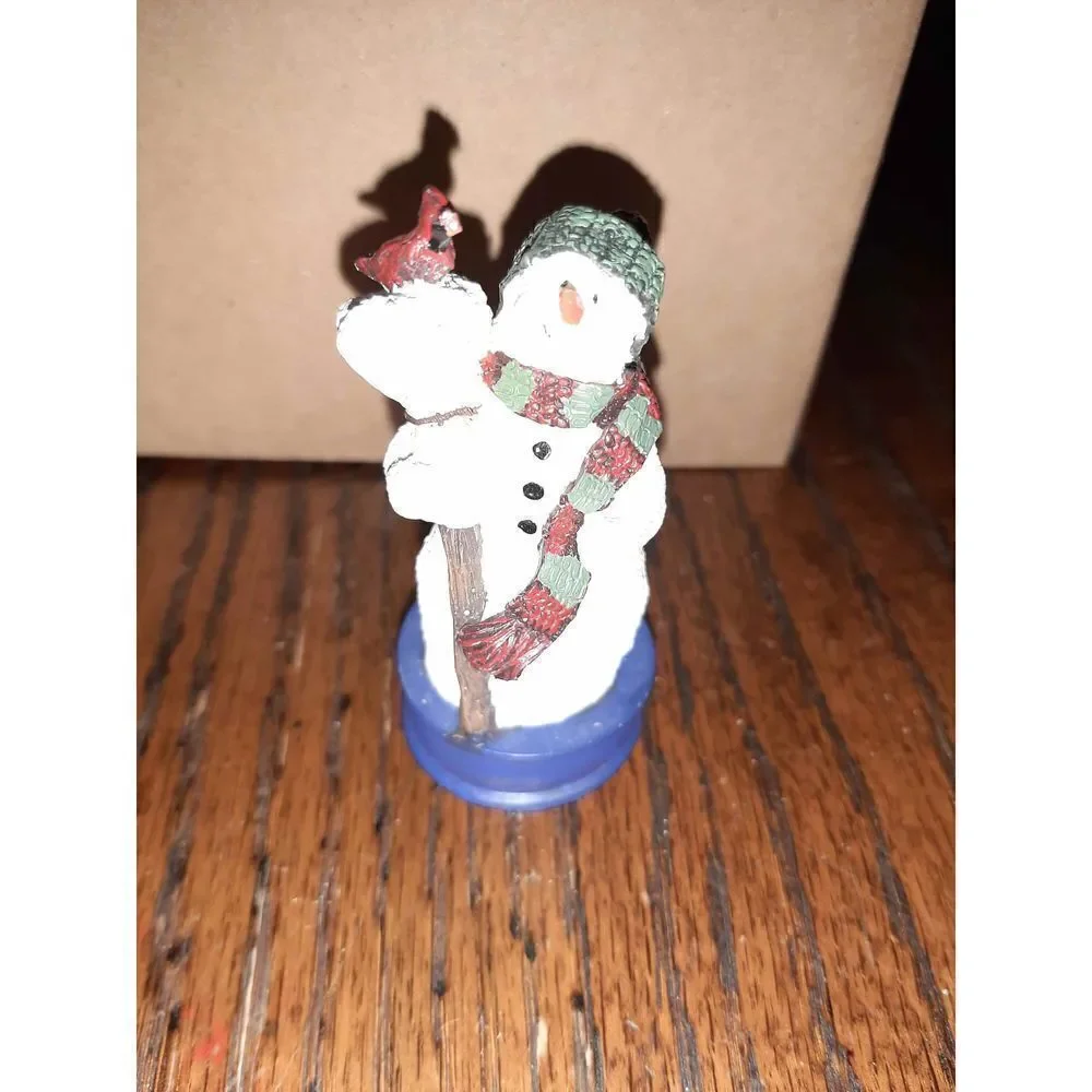 Set of 2 Miniature Snowmen Winter Christmas Seasonal Holiday Decorations Decor